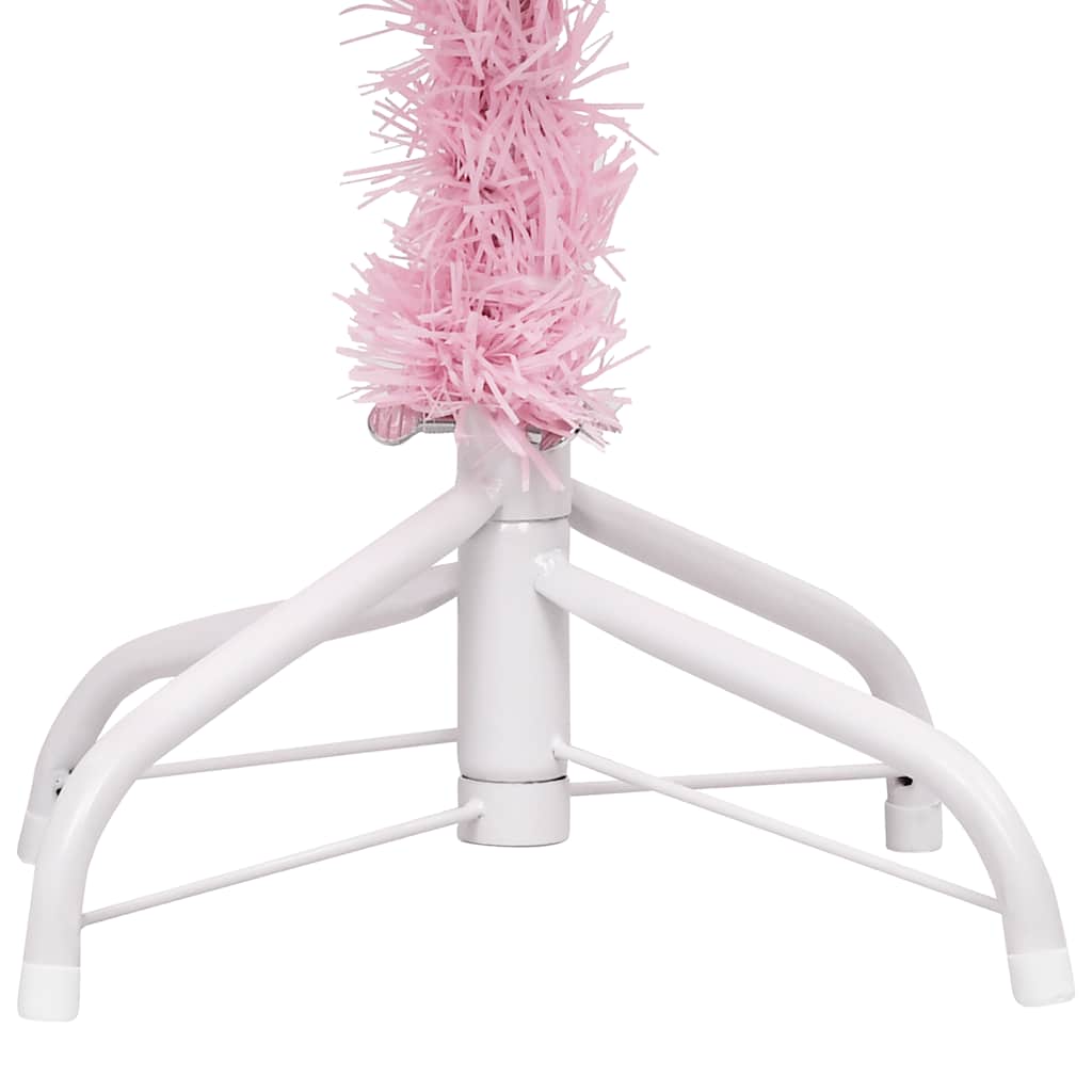 Árvore natal artificial pré-iluminada c/ bolas PVC rosa