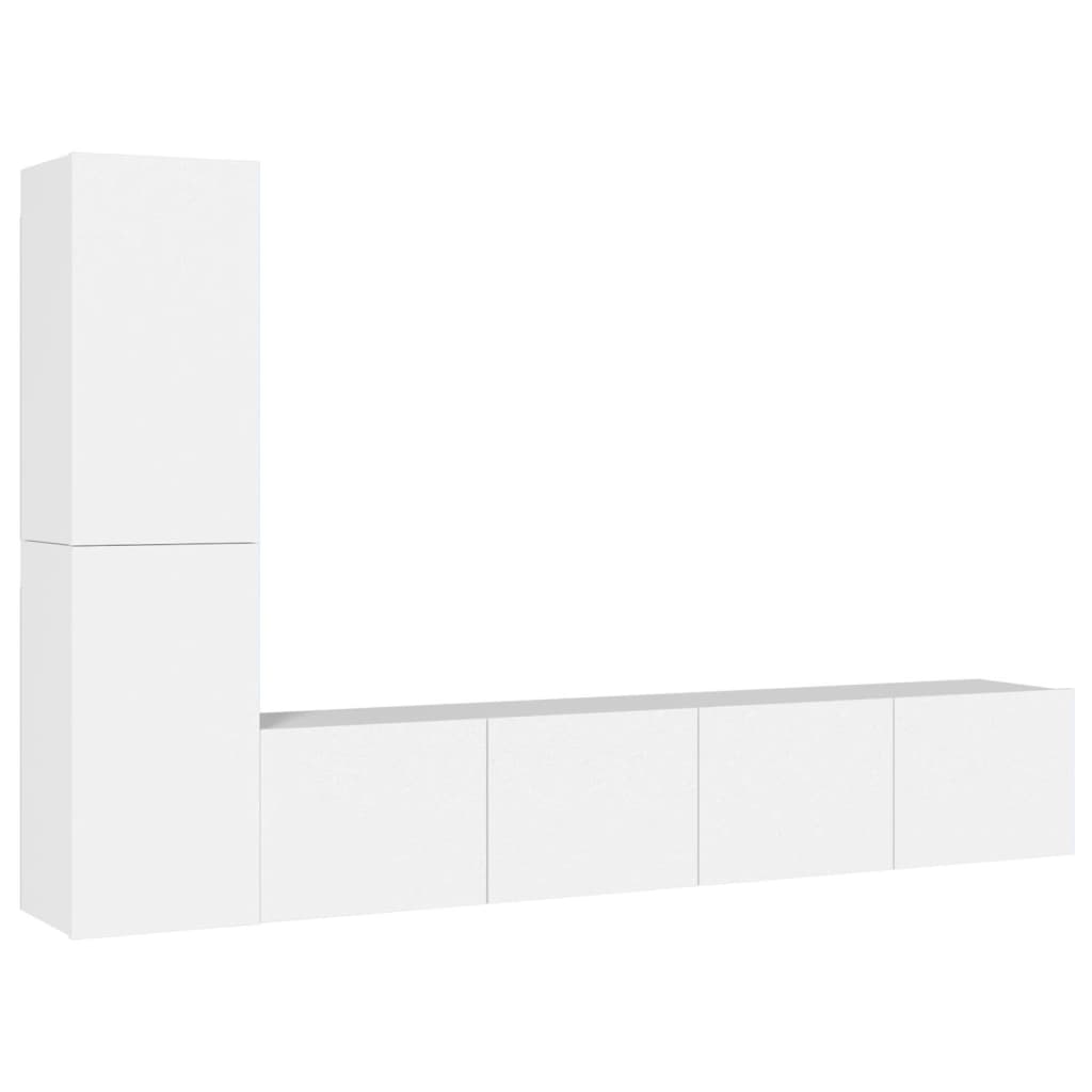 Conjunto móveis de TV 4 pcs madeira processada branco
