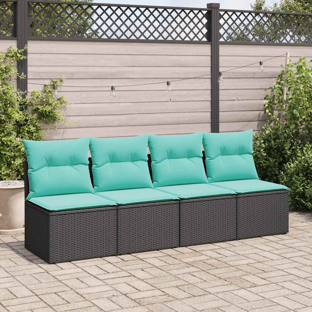 2 Pcs conjunto sofás jardim c/ almofadões vime PE/acácia preto