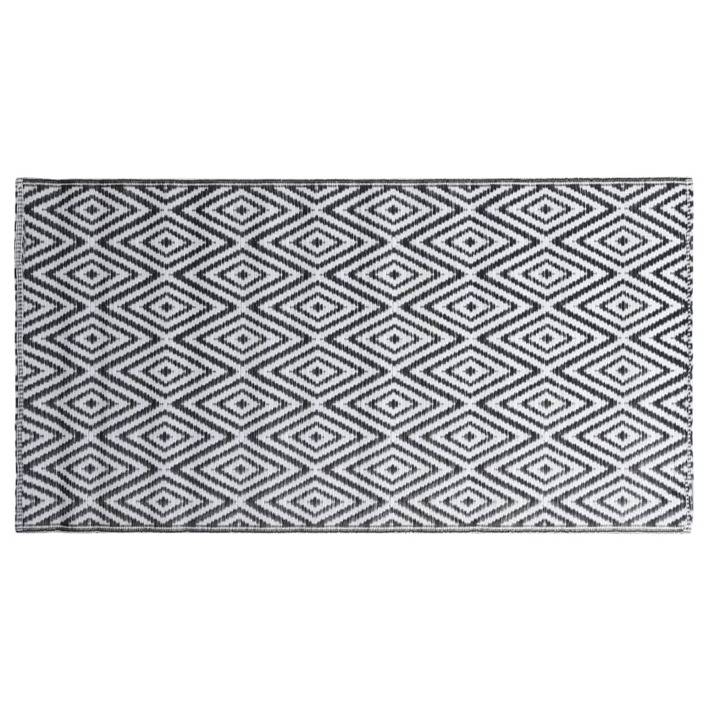Tapete de exterior 160x230 cm arakil PP branco e preto