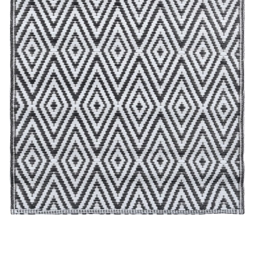 Tapete de exterior 160x230 cm arakil PP branco e preto