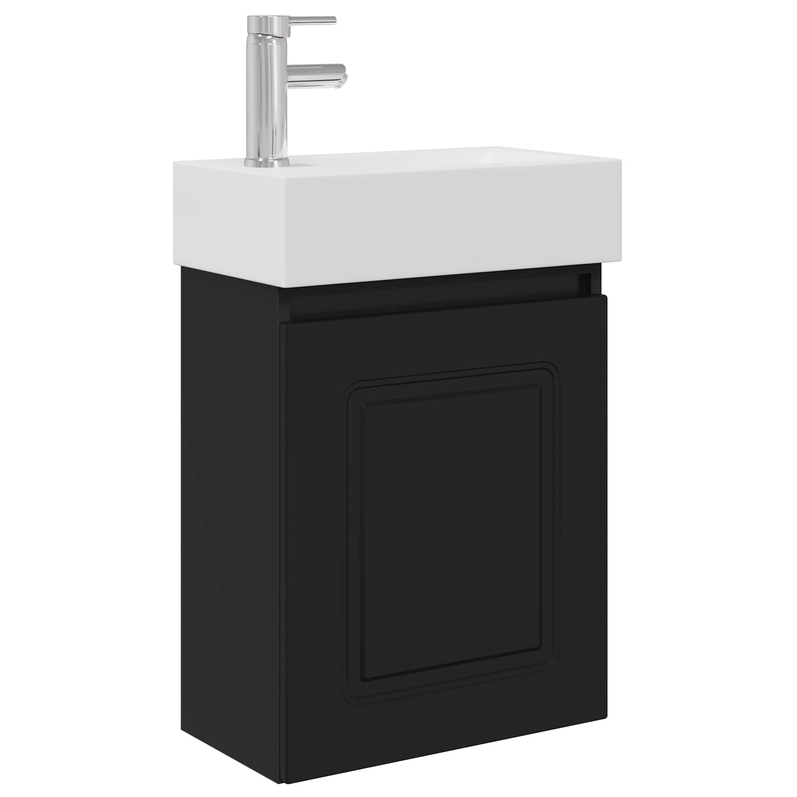 Conjunto de móveis de banheiro com torneira preto