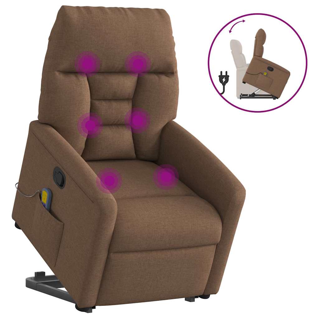 Poltrona reclinável massagens tecido castanho
