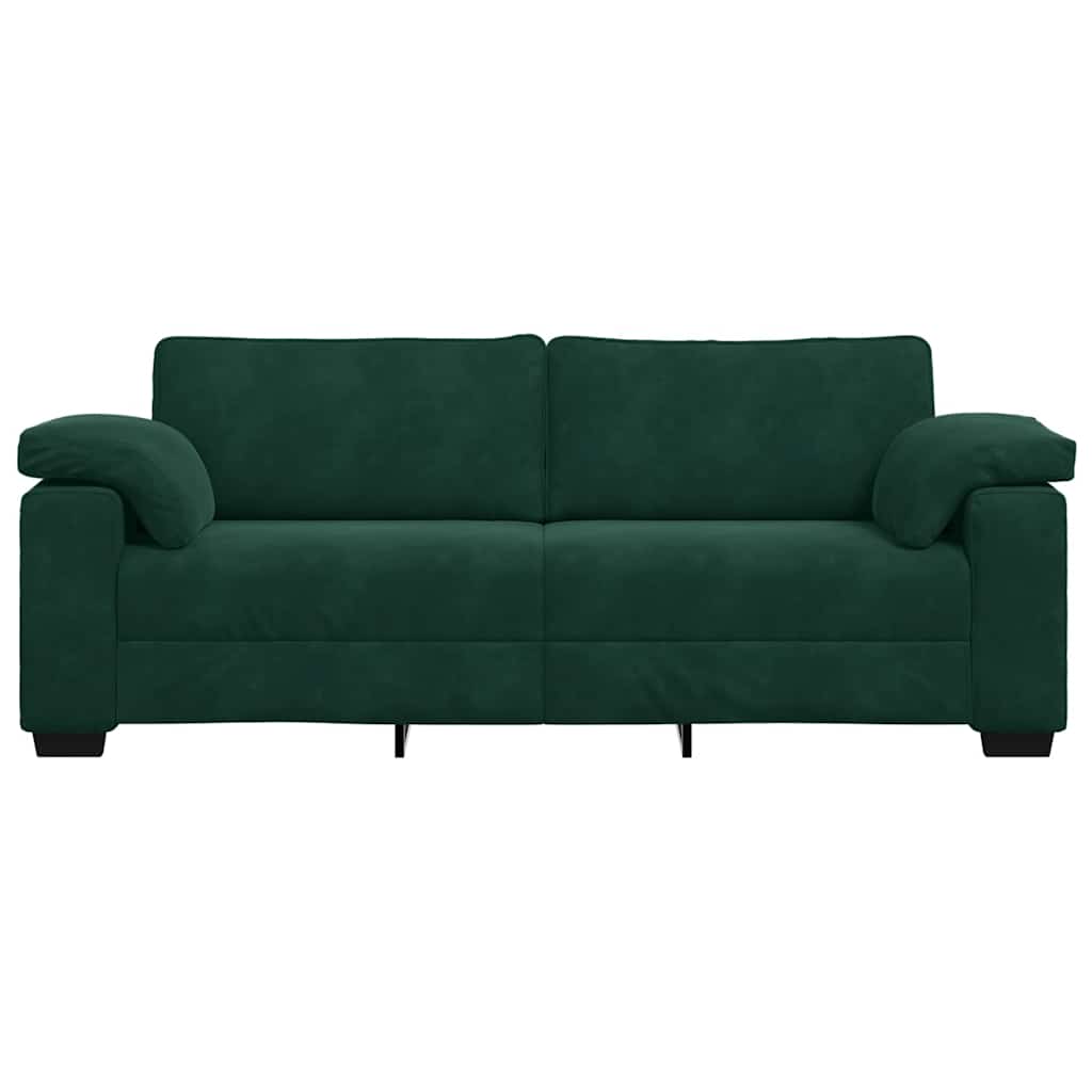 Sofá de 3 lugares 220x77x82 cm veludo verde-escuro