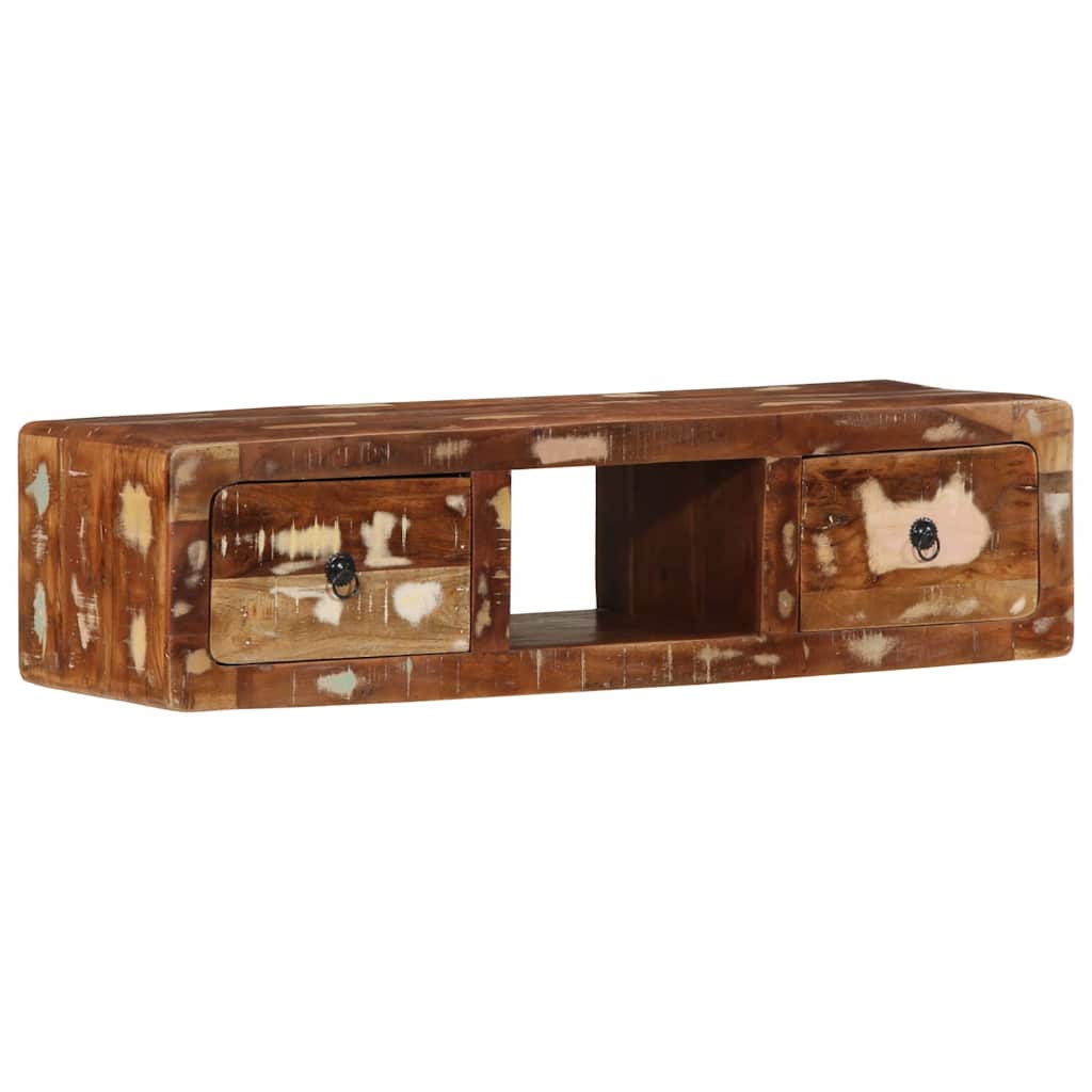 Armário de TV para parede 100x32x25cm madeira recuperada maciça