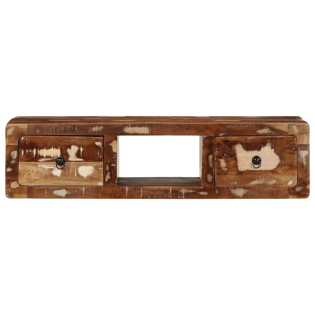 Armário de TV para parede 100x32x25cm madeira recuperada maciça