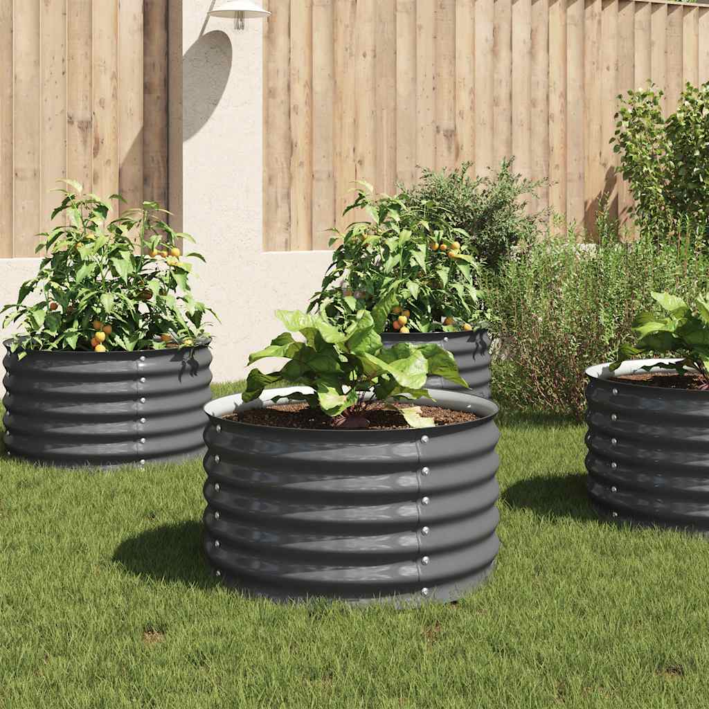 Canteiro/vaso elevado aço galvanizado 80x80x44 cm cinzento