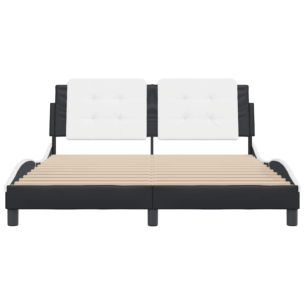 Estrutura de cama sem colchão zadar 160x200cm couro artif. preto/branco