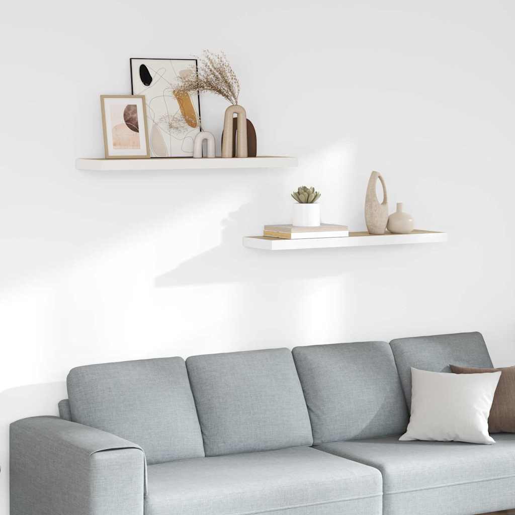 Prateleiras de parede 2 pcs 80x23,5x3,8cm MDF carvalho e branco
