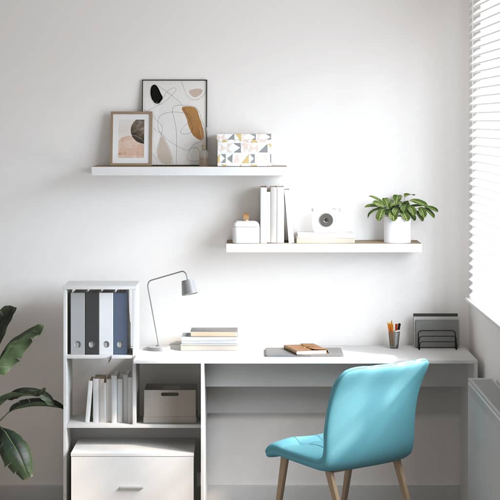 Prateleiras de parede 2 pcs 80x23,5x3,8cm MDF carvalho e branco