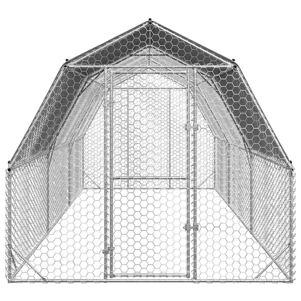 Corrida de galinhas com telhado 2,5x6x2,25 m aço galvanizado