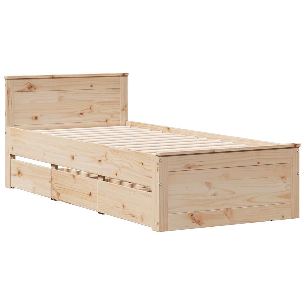 Estrutura de cama s/ colchão e c/ cabeceira pinho maciço