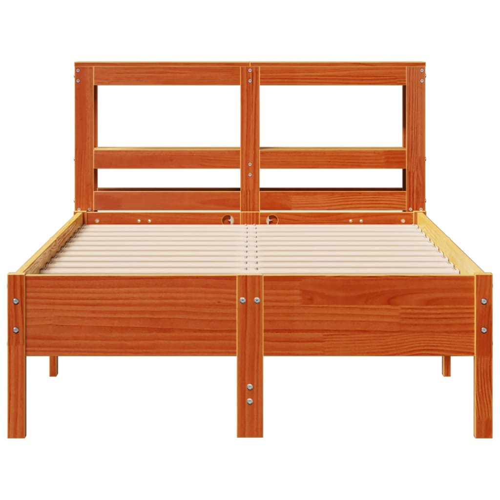 Cama sem colchão 120x190 cm madeira pinho maciça castanho-mel