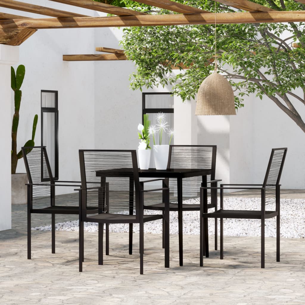 5 Pcs conjunto de jantar para jardim preto