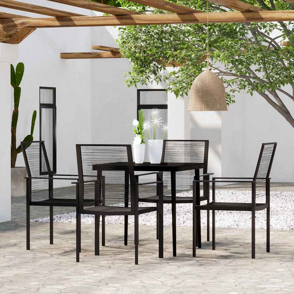 5 Pcs conjunto de jantar para jardim preto