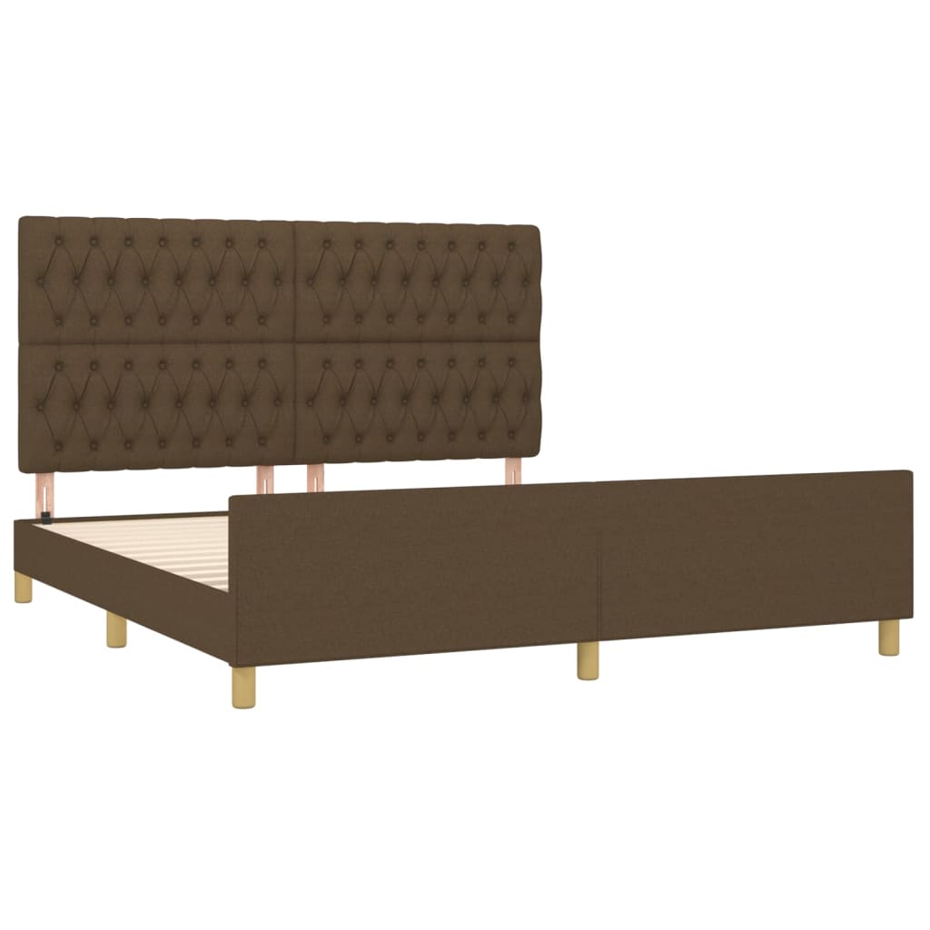 Estrutura de cama sem colchão 180x200 cm tecido castanho-escuro
