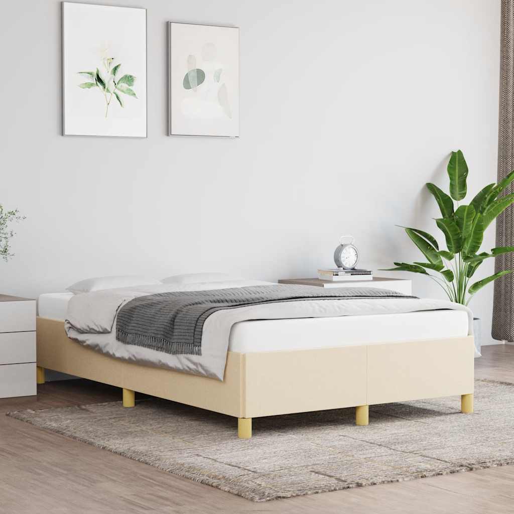 Estrutura de cama sem colchão 120x190 cm tecido creme