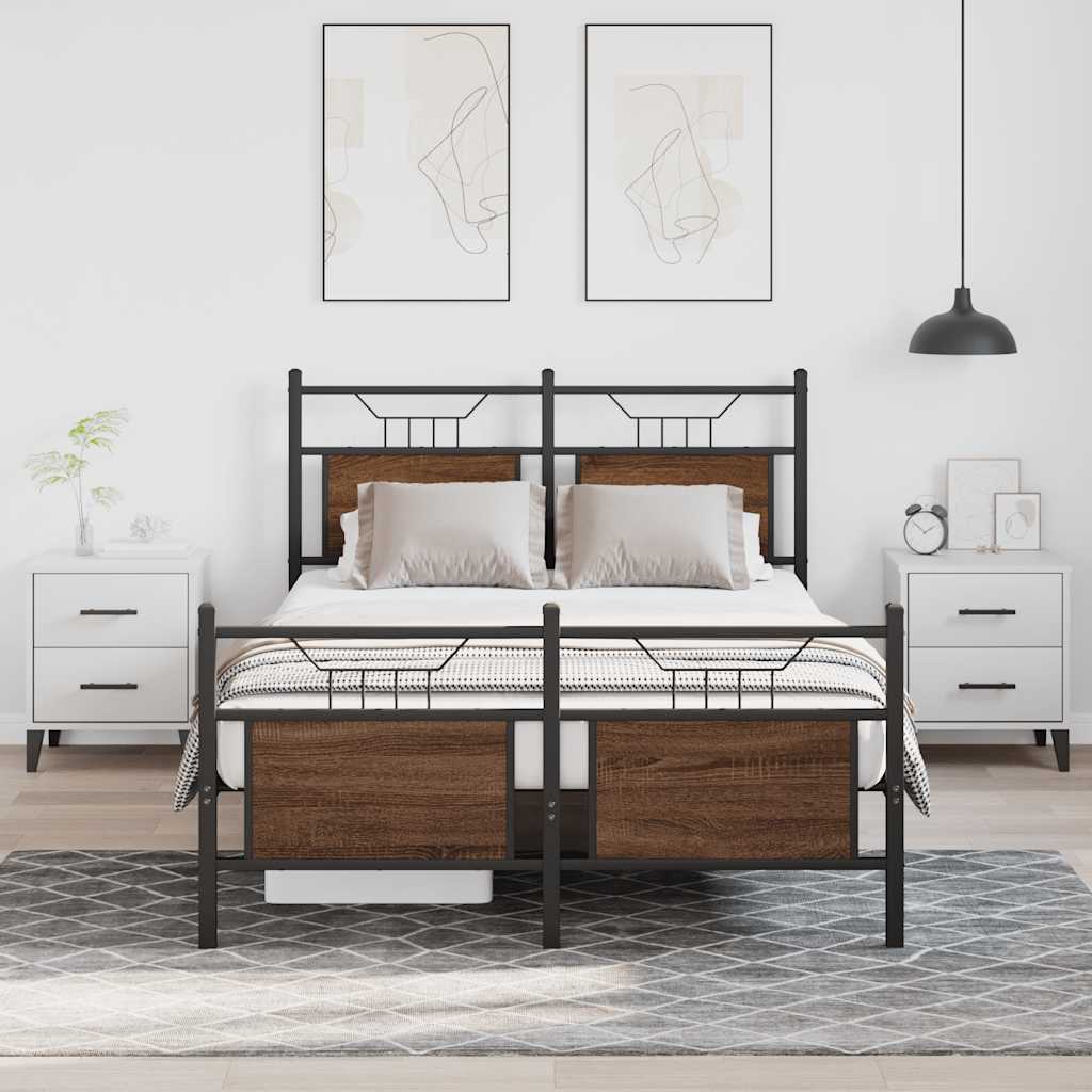 Estrutura cama s/ colchão derivados madeira carvalho castanho