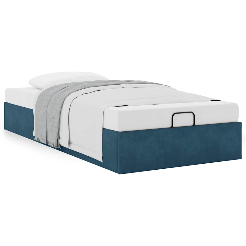 Otomano bed frame no colchão azul escuro 100x200 cm veludo
