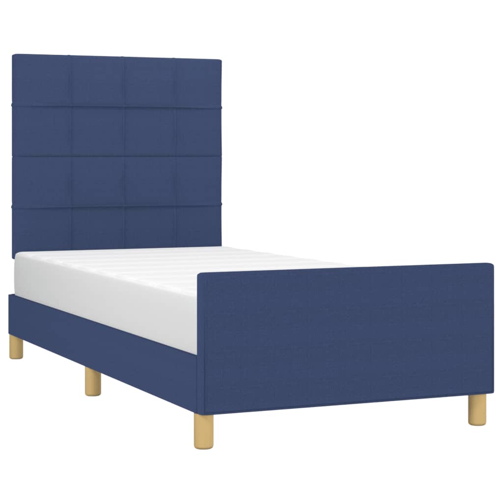 Estrutura de cama sem colchão 100x200 cm tecido azul