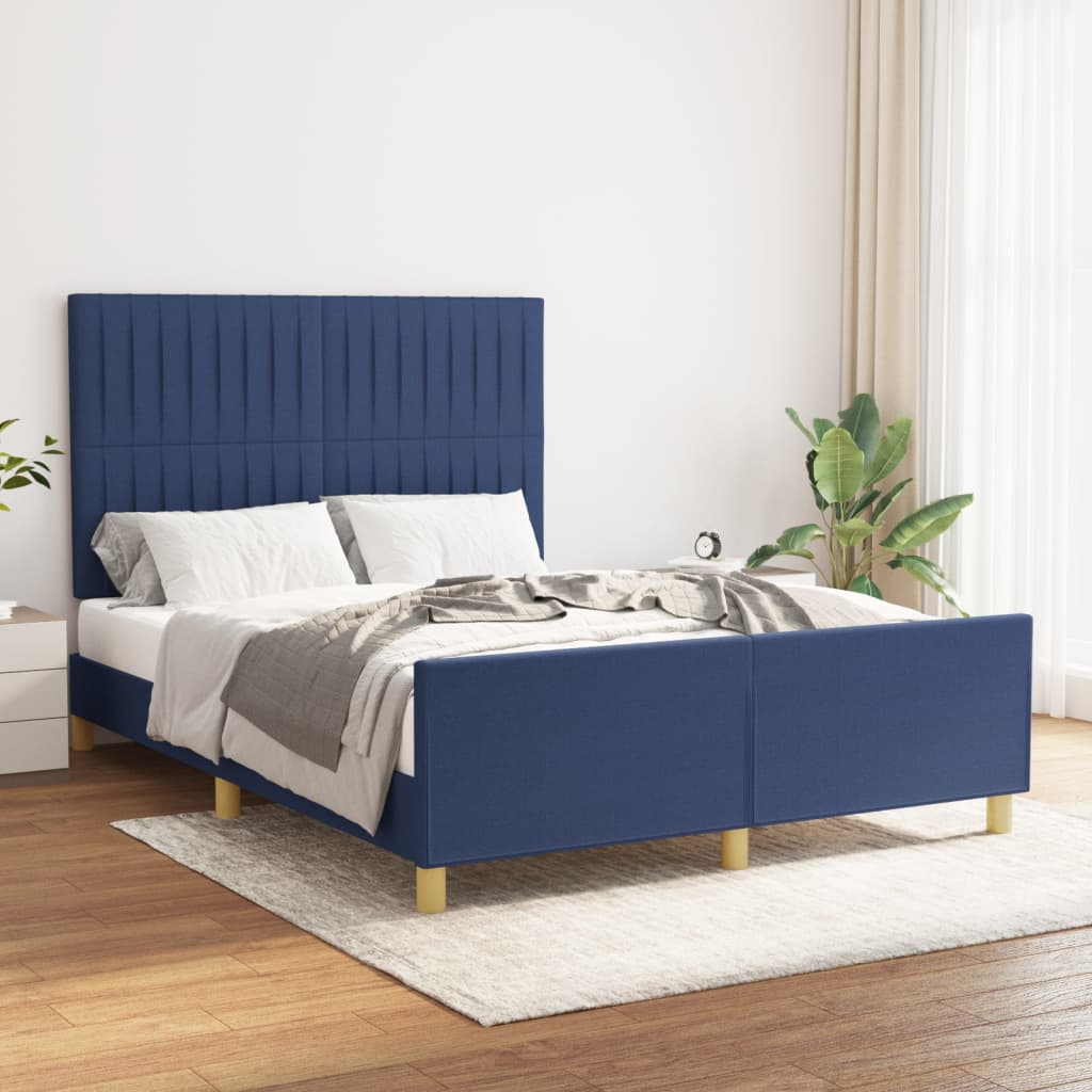 Estrutura de cama sem colchão 140x200 cm tecido azul