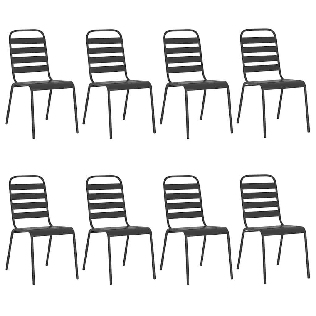 9 Pcs conjunto de jantar para jardim aço antracite