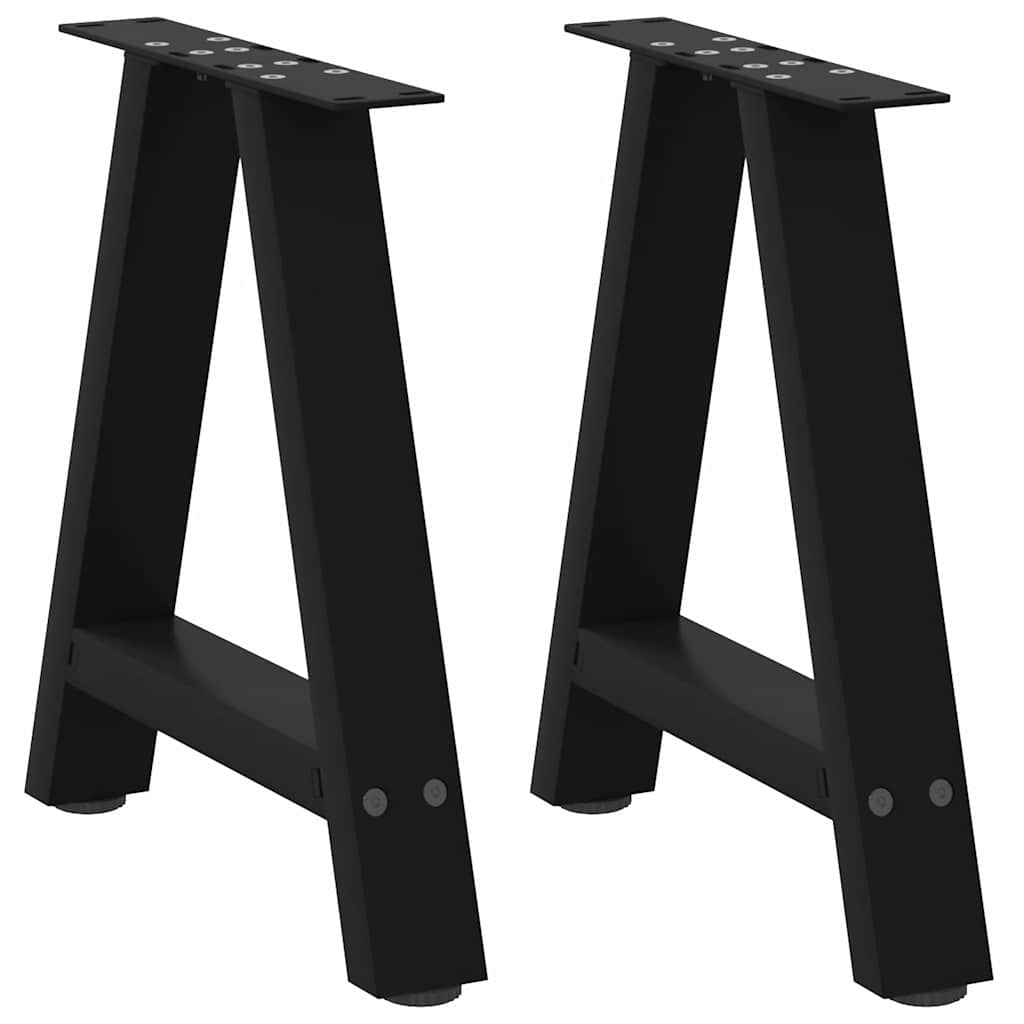 Pés para mesa de centro em formato a, 2 peças, preto, 50x (42-43) cm, aço