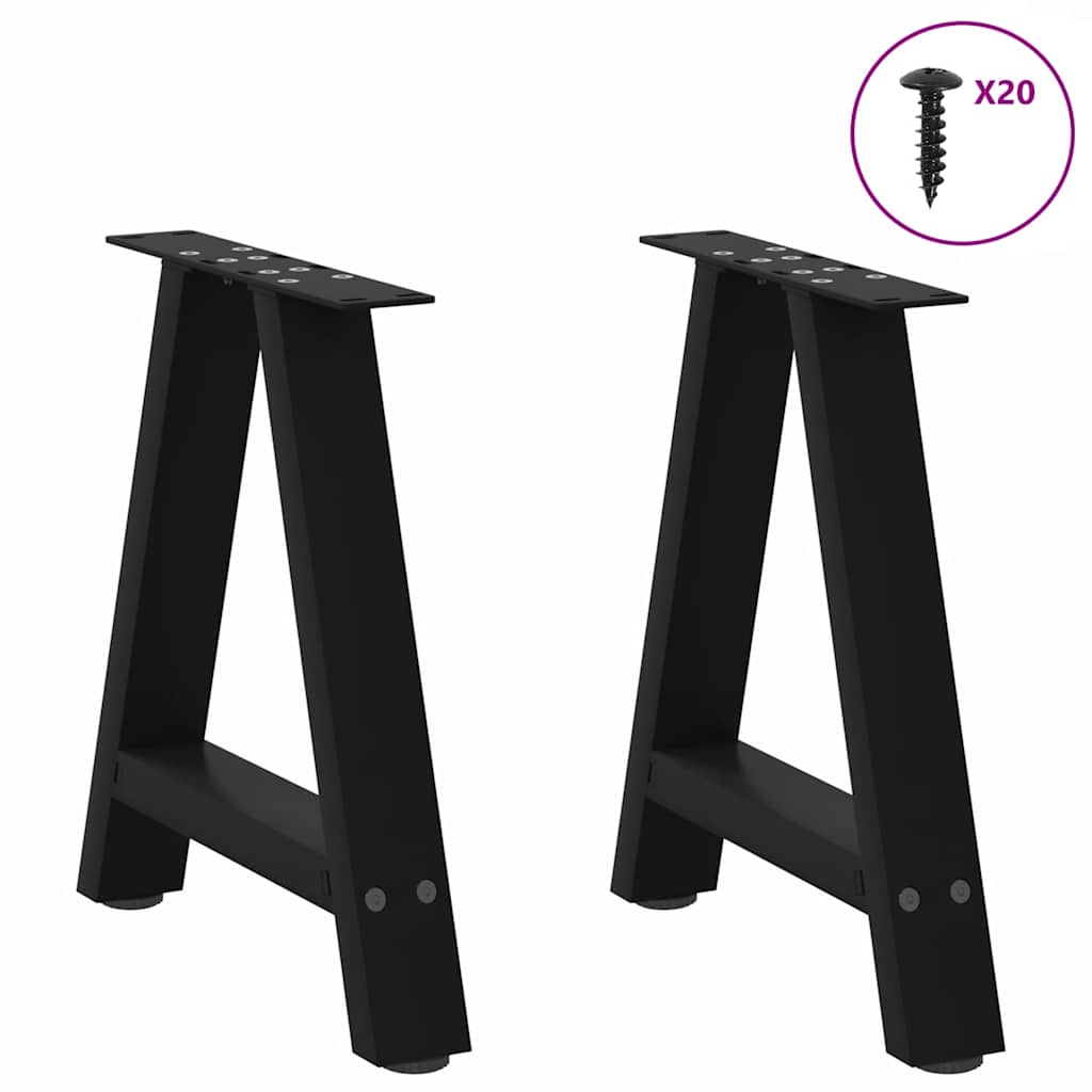 Pés para mesa de centro em formato a, 2 peças, preto, 50x (42-43) cm, aço