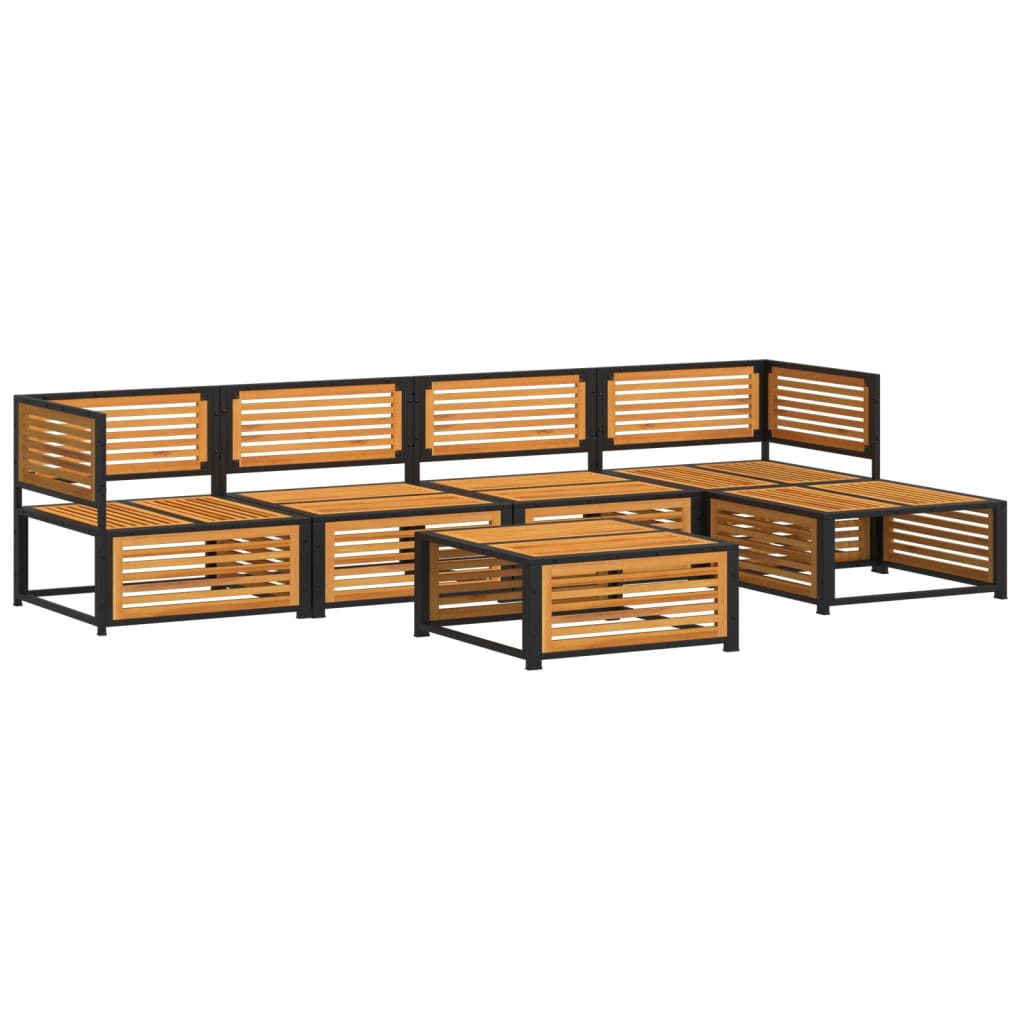 6 Pcs conjunto de sofás de jardim com almofadões acácia maciça