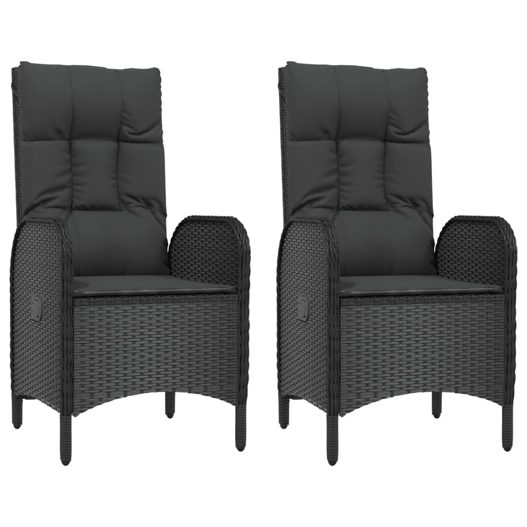 5 Pcs conjunto de jantar p/ jardim c/ almofadões vime PE preto