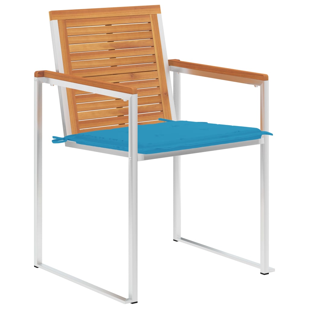 Cadeiras de jardim com almofadões 2 pcs acácia maciça e aço