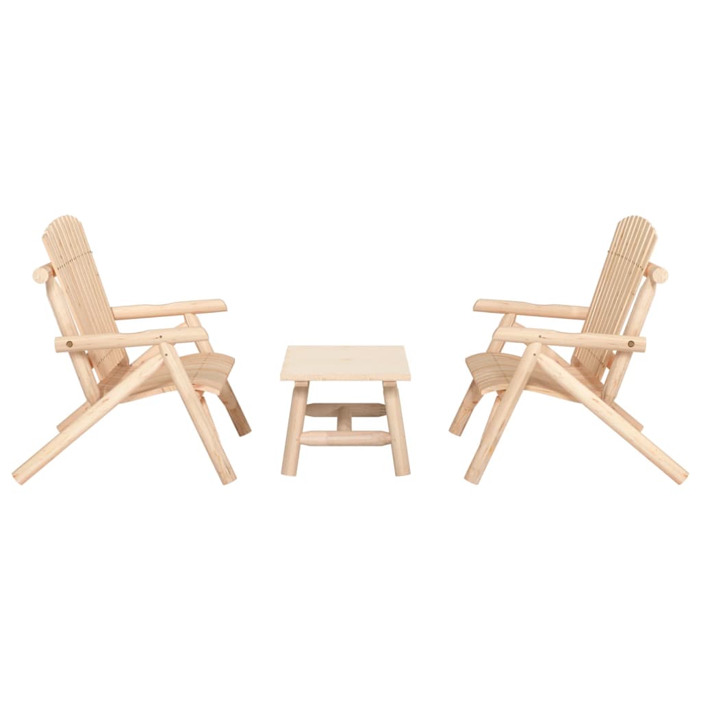 3 Pcs conjunto lounge de jardim madeira de abeto maciça