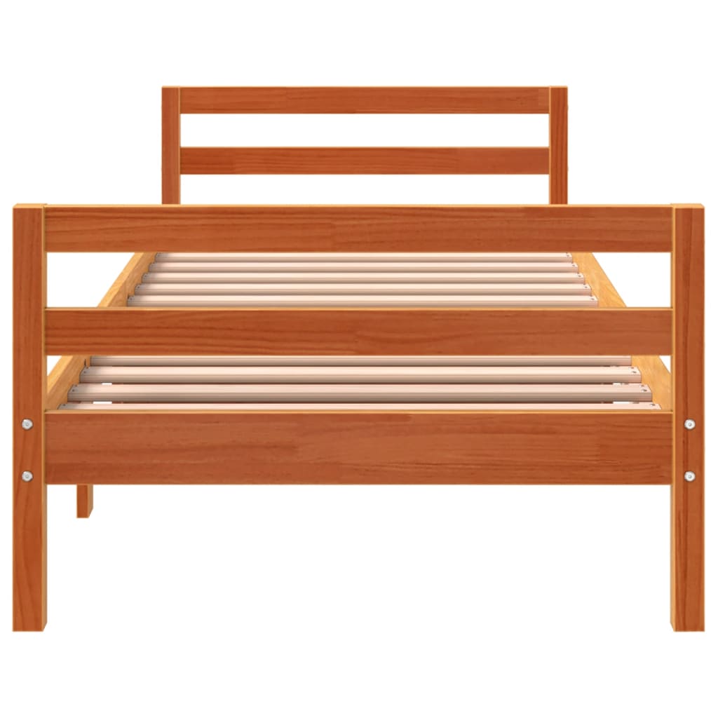 Cama sem colchão 75x190 cm madeira de pinho maciça castanho-mel