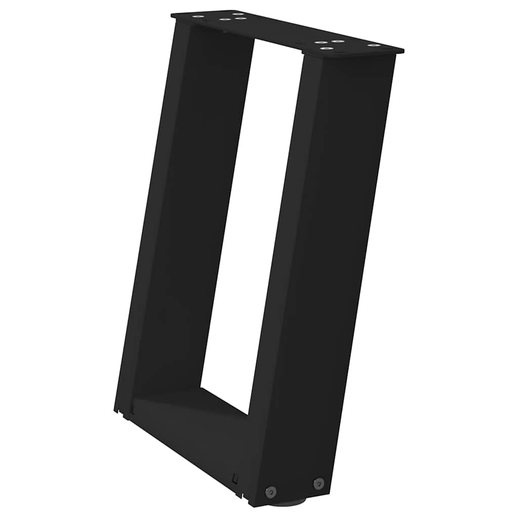Pés para mesa de centro em formato de u, 2 peças, preto, 28x(42-43) cm, aço