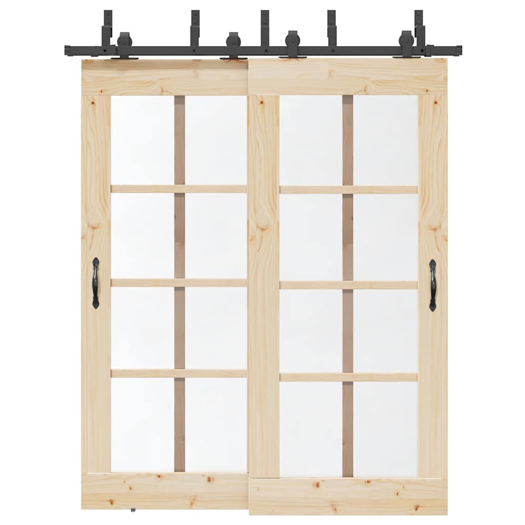 Kit de ferragens para porta deslizante 183 cm aço preto