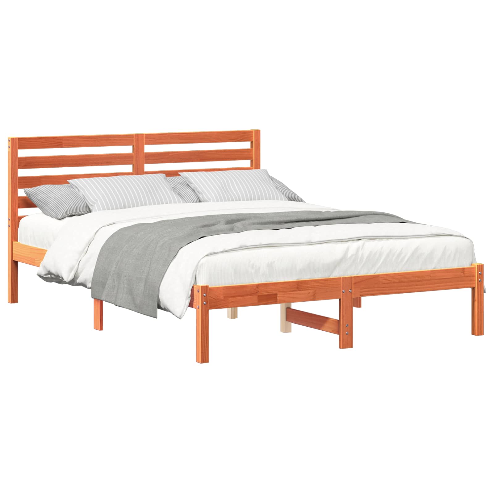 Estrutura da cama com cabeceira marrom cera 120 x 200 cm