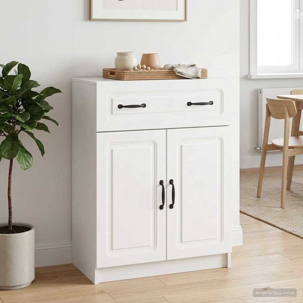 Buffet branco brilhante 66 x 34,5 x 87 cm derivados de madeira