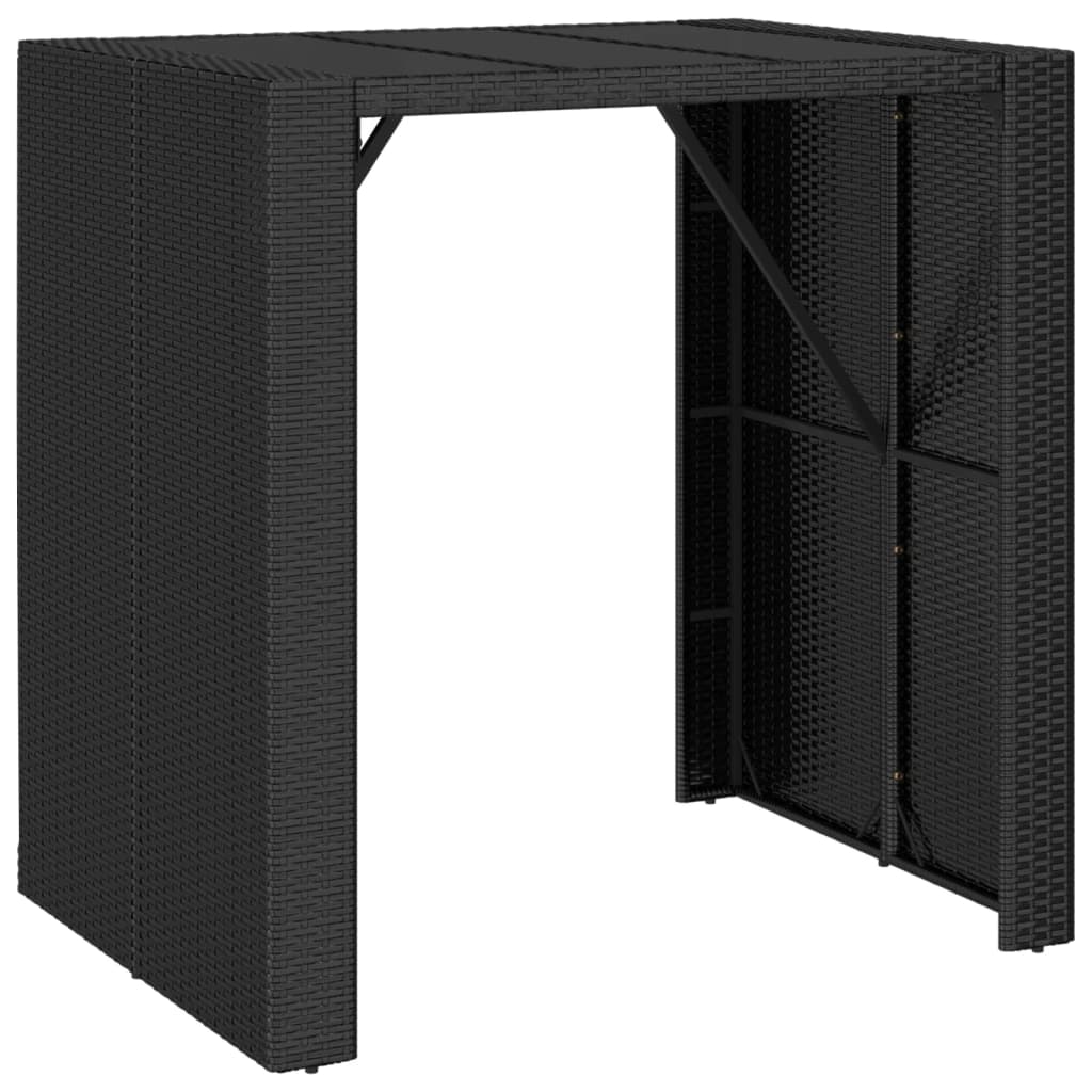 5 Pcs conjunto de bar p/ jardim c/ almofadões vime PE preto