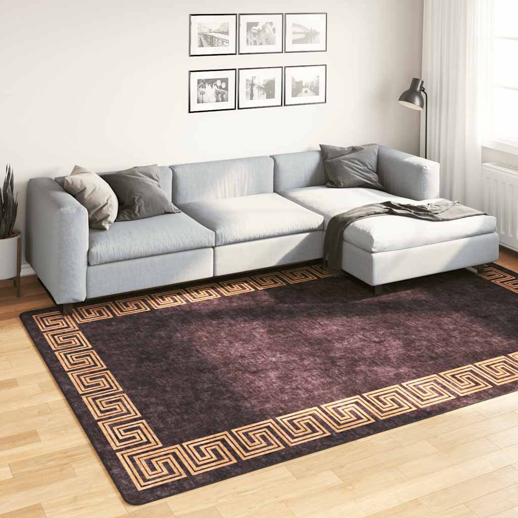 Tapete lavável 190x300 cm preto e dourado