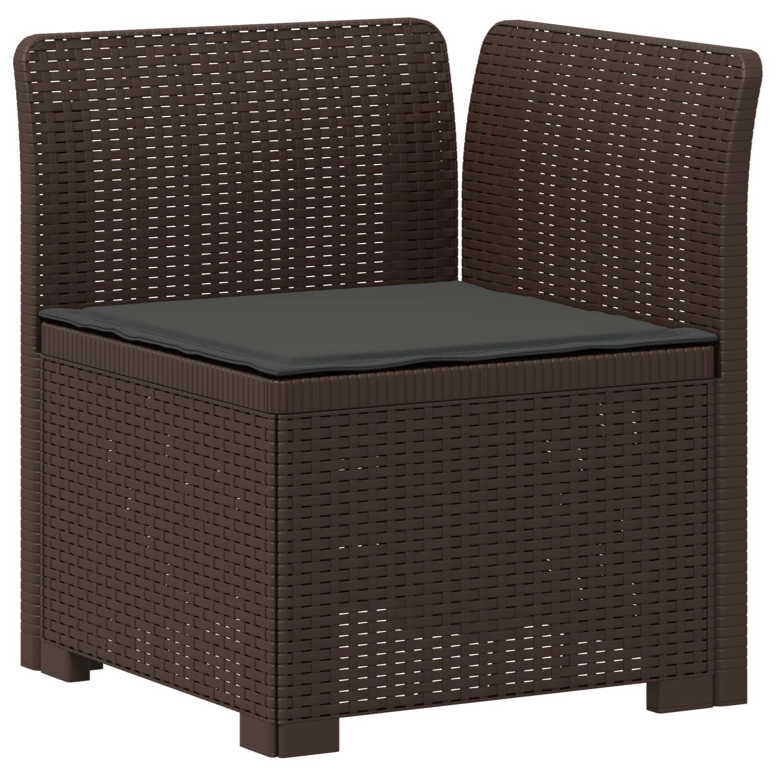 Sofá de jardim 1 lugar com almofada look rattan PP castanho