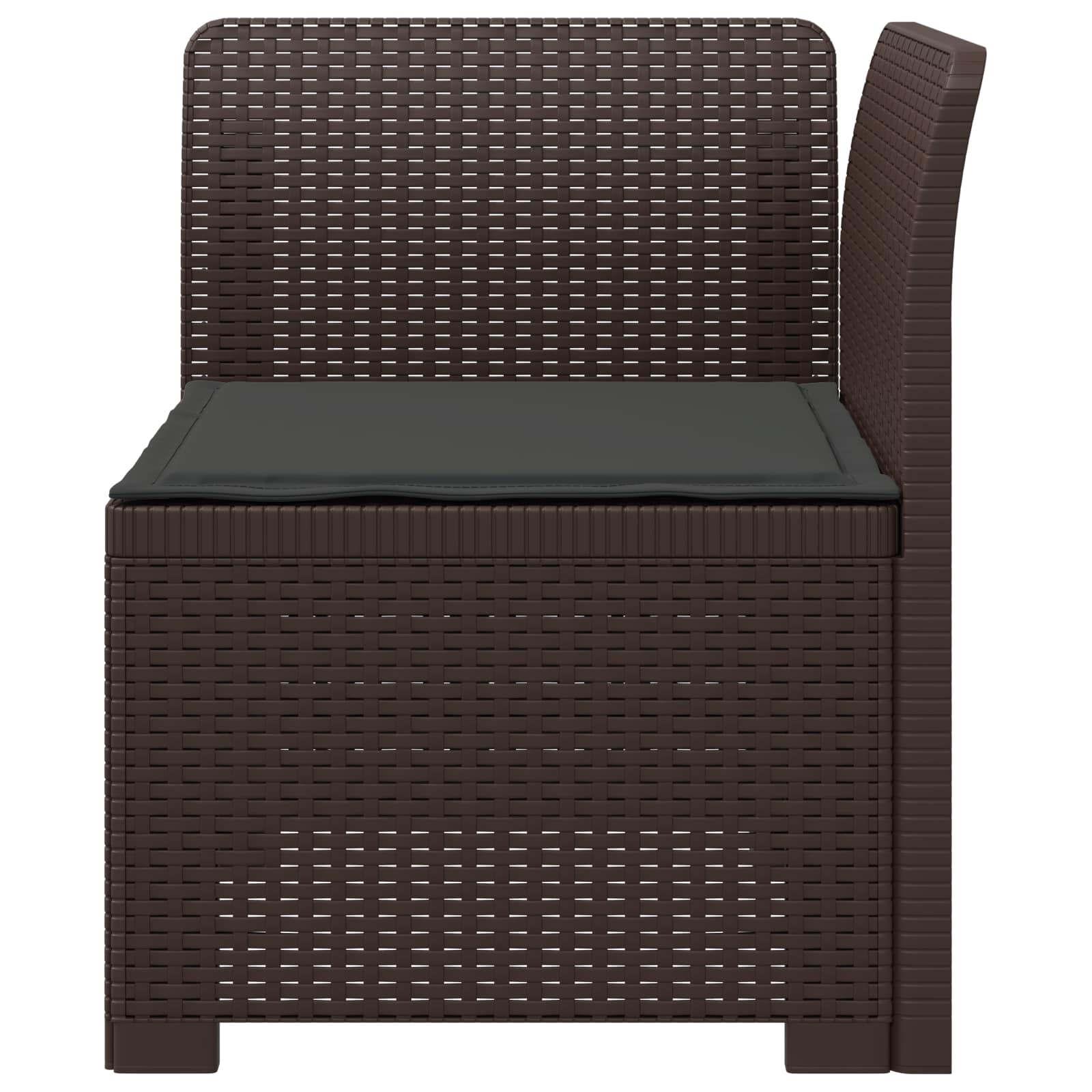 Sofá de jardim 1 lugar com almofada look rattan PP castanho