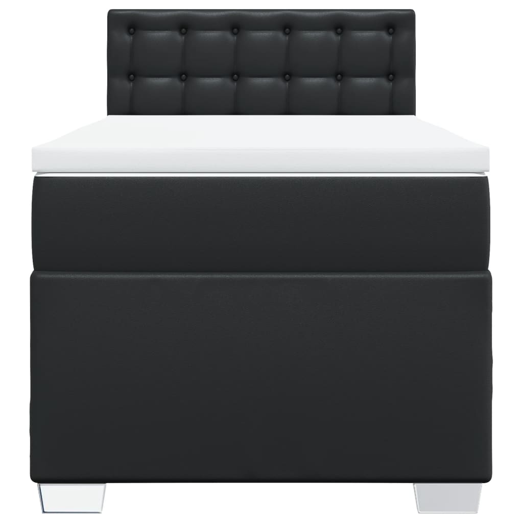 Cama com molas/colchão 90x190 cm couro artificial preto