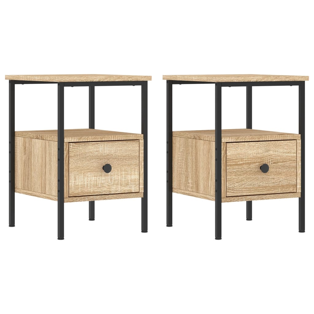 Mesas de cabeceira 2pcs derivados de madeira carvalho sonoma