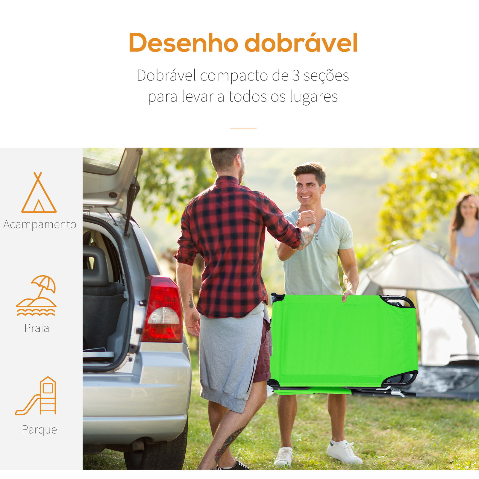 Espreguiçadeira Dobrável com Encosto Regulável em 4 Posições, Espreguiçadeira de Jardim com Orifício para Leitura, Almofada, Est