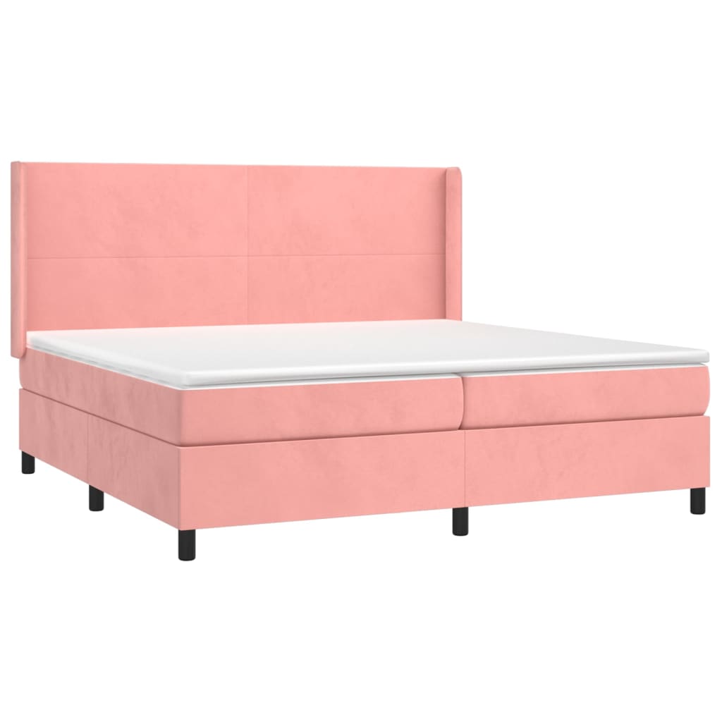 Cama com molas/colchão 200x200 cm veludo rosa
