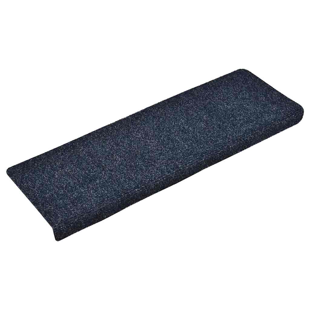 Tapetes de escada autoadesivos 30 peças 65x21x4 cm azul com borda retangular