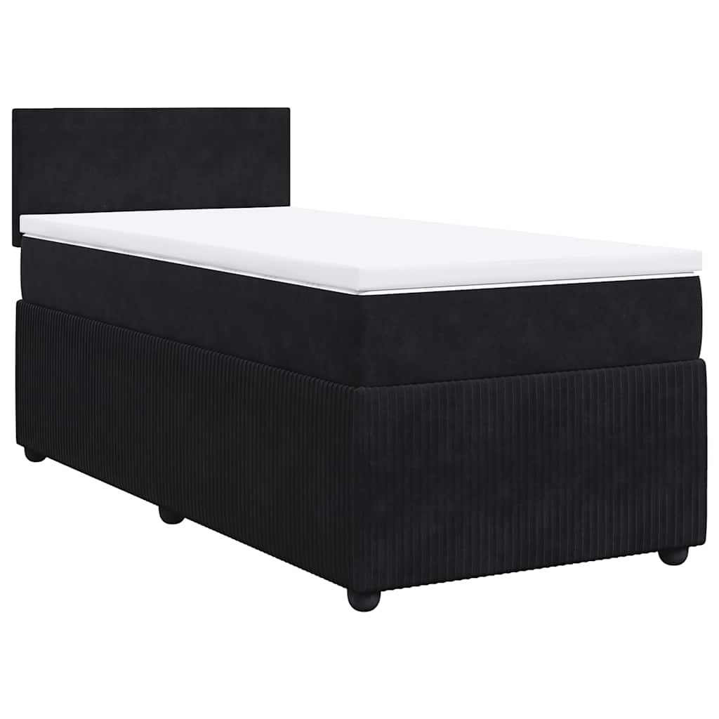 Cama com molas/colchão 90x190 cm veludo preto
