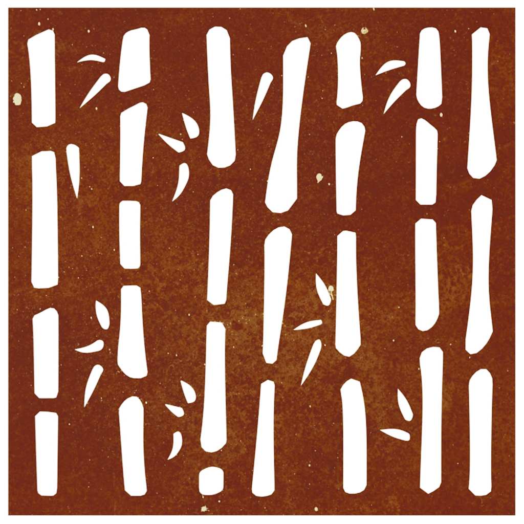 Decoração p/ muro de jardim 55x55 cm aço corten design bambu