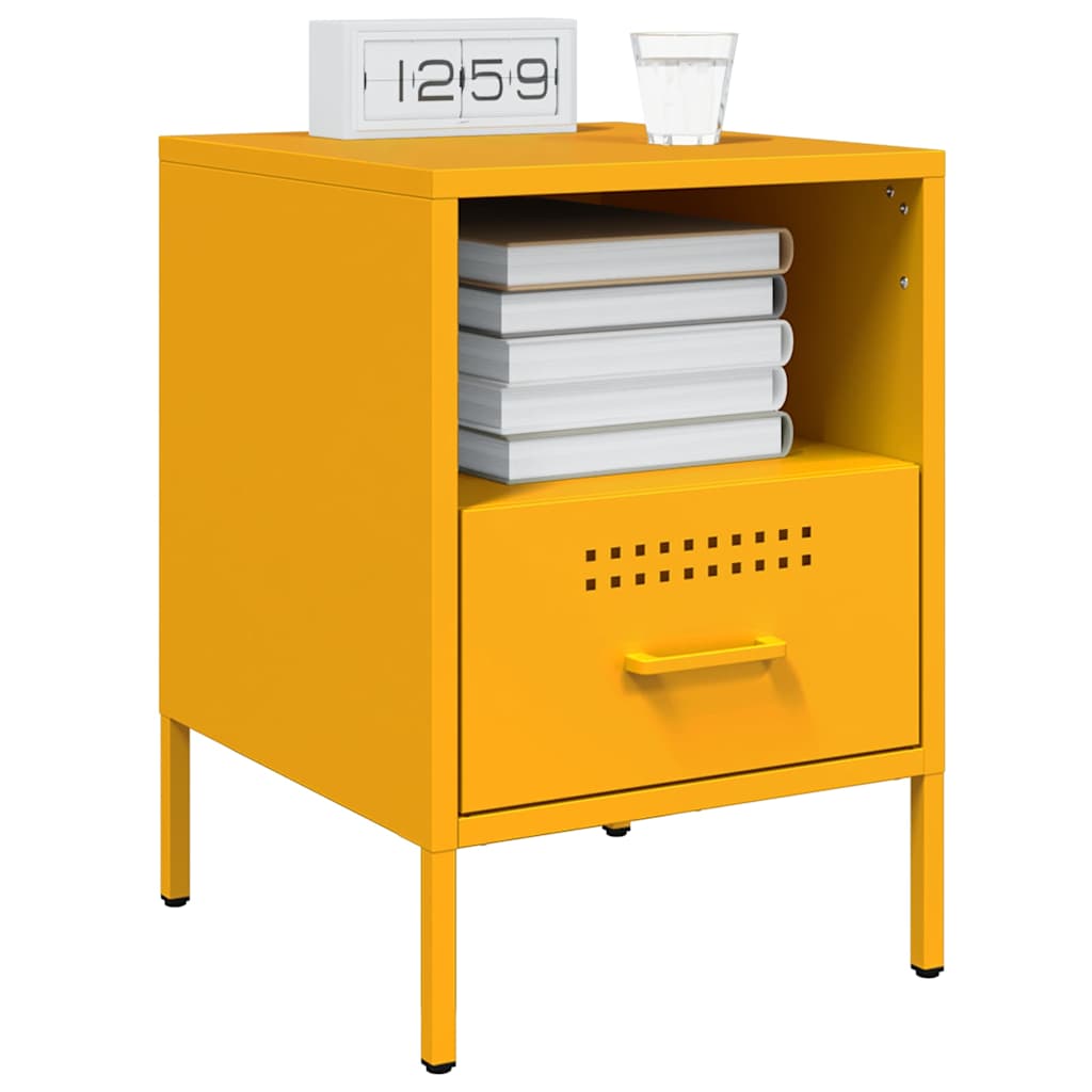 Mesas de cabeceira 2 pcs 36x39x50,5 cm aço amarelo mostarda