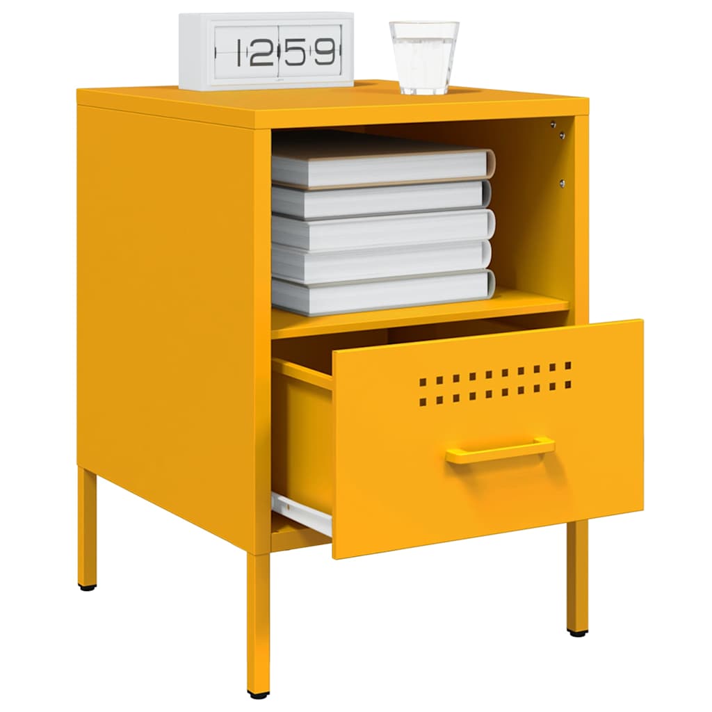 Mesas de cabeceira 2 pcs 36x39x50,5 cm aço amarelo mostarda
